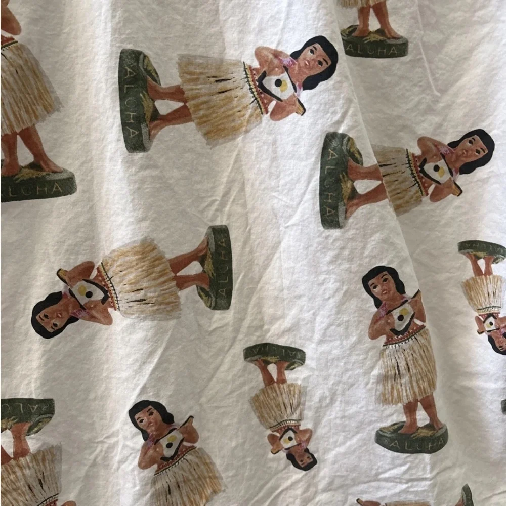 Vans Mens Short Sleeve Button Up White Shirt Hawaiian Hula Girl Sz Medium - Picture 8 of 9